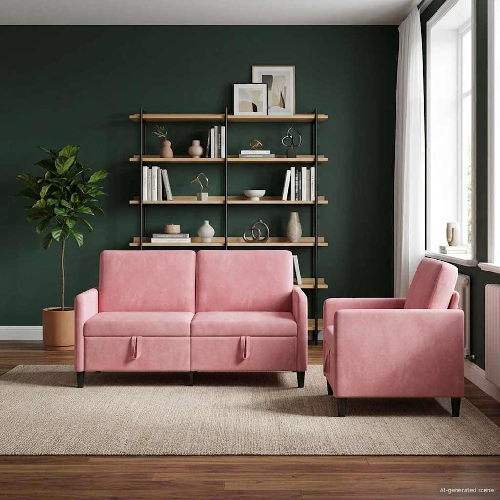vidaXL Sofa Set with Storage 2 pc Light Gray Polyester