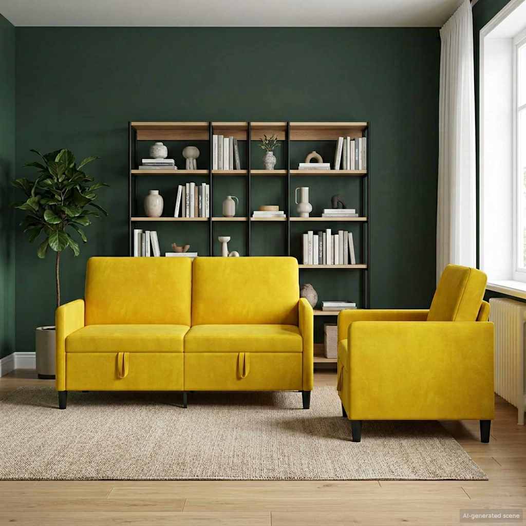 vidaXL Sofa Set with Storage 2 pc Light Gray Polyester