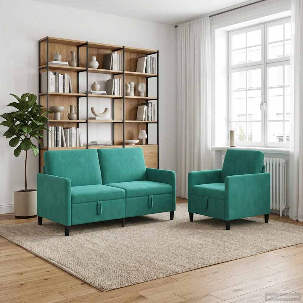vidaXL Sofa Set with Storage 2 pc Light Gray Polyester