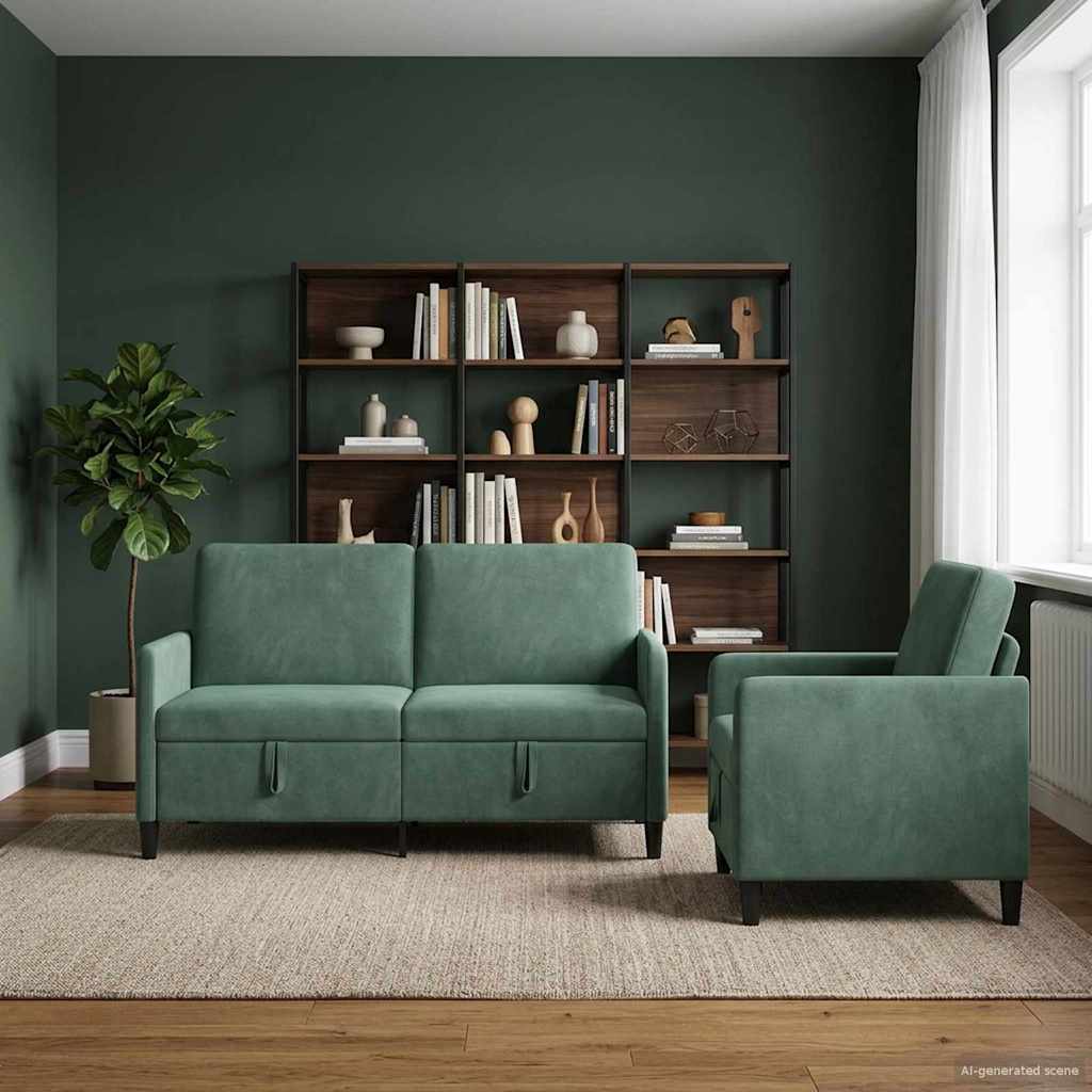 vidaXL Sofa Set with Storage 2 pc Light Gray Polyester