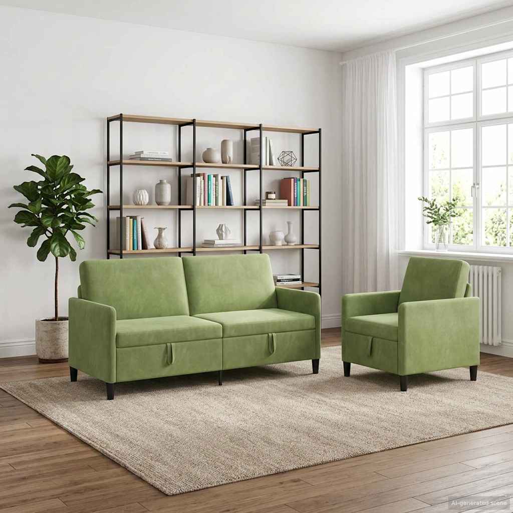 vidaXL Sofa Set with Storage 2 pc Light Gray Polyester