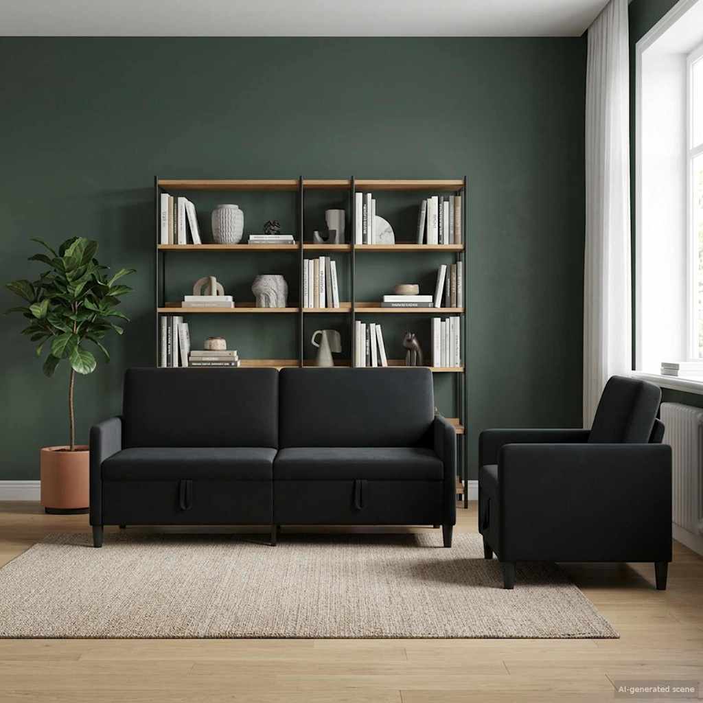 vidaXL Sofa Set with Storage 2 pc Light Gray Polyester