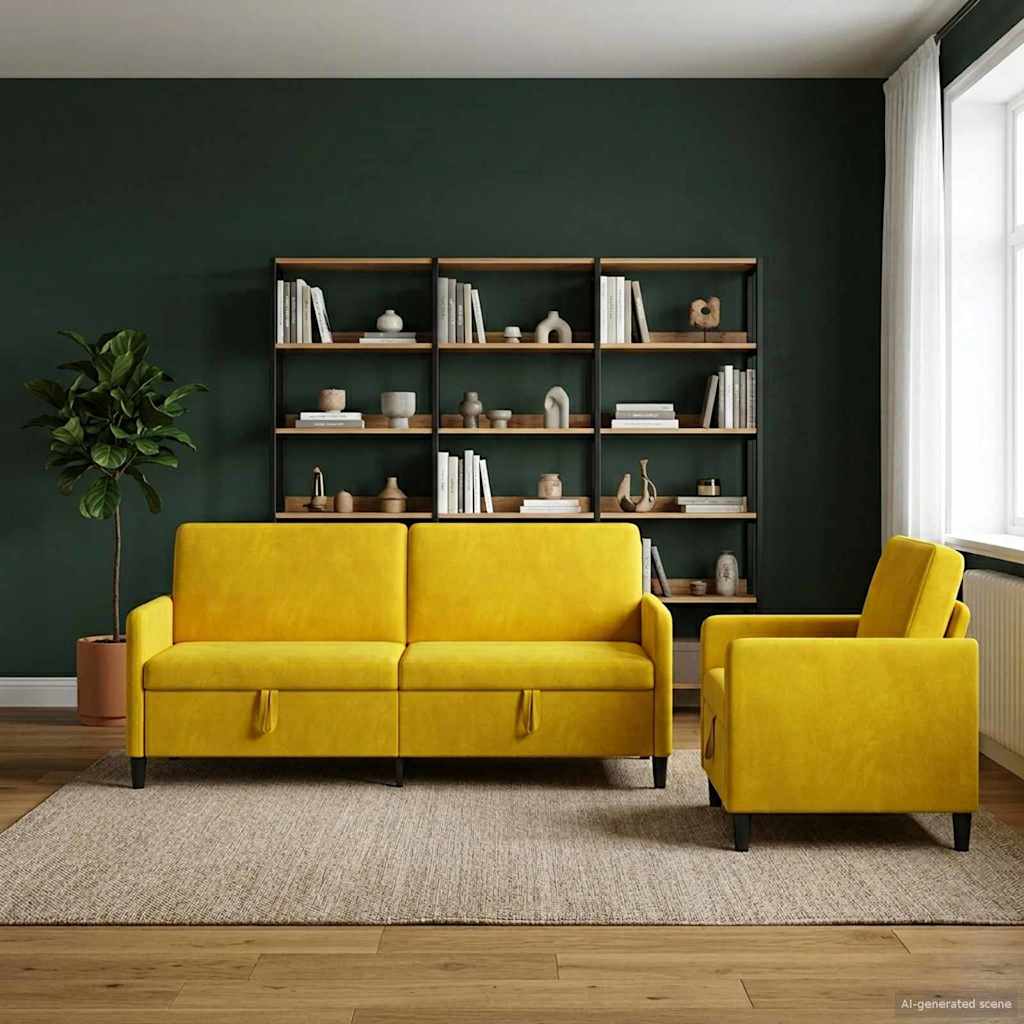 vidaXL Sofa Set with Storage 2 pc Light Gray Polyester