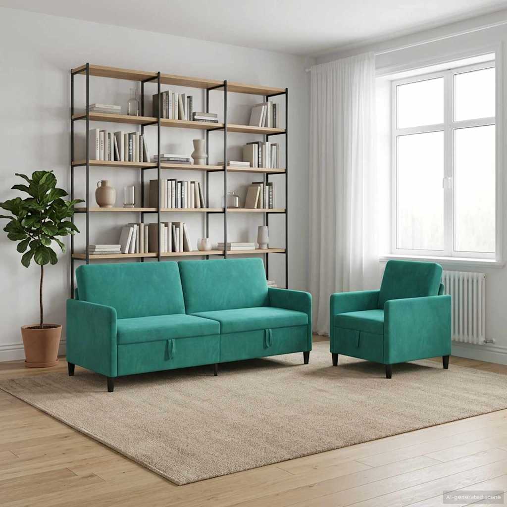 vidaXL Sofa Set with Storage 2 pc Light Gray Polyester