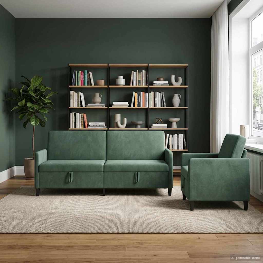 vidaXL Sofa Set with Storage 2 pc Light Gray Polyester