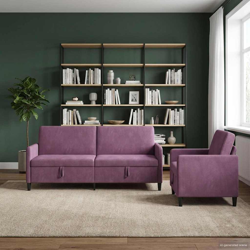 vidaXL Sofa Set with Storage 2 pc Light Gray Polyester