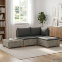 vidaXL 4 st Rieten Loungeset met Kussens GENDT Natuurlijk Riet Naturel