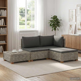 vidaXL 4 st Rieten Loungeset met Kussens GENDT Natuurlijk Riet Naturel