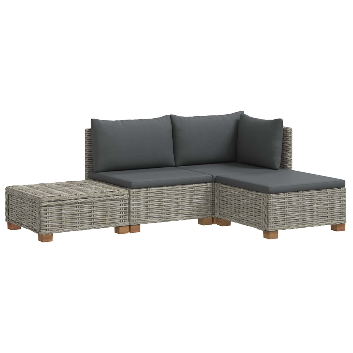 vidaXL 4 st Rieten Loungeset met Kussens GENDT Natuurlijk Riet Naturel