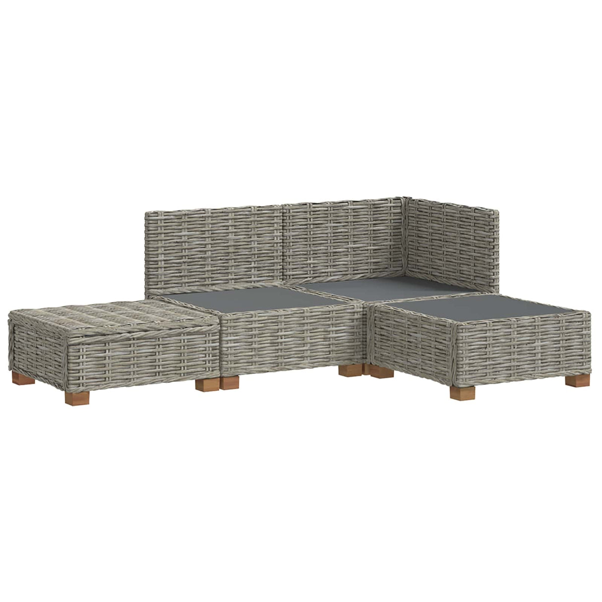 vidaXL 4 st Rieten Loungeset met Kussens GENDT Natuurlijk Riet Naturel