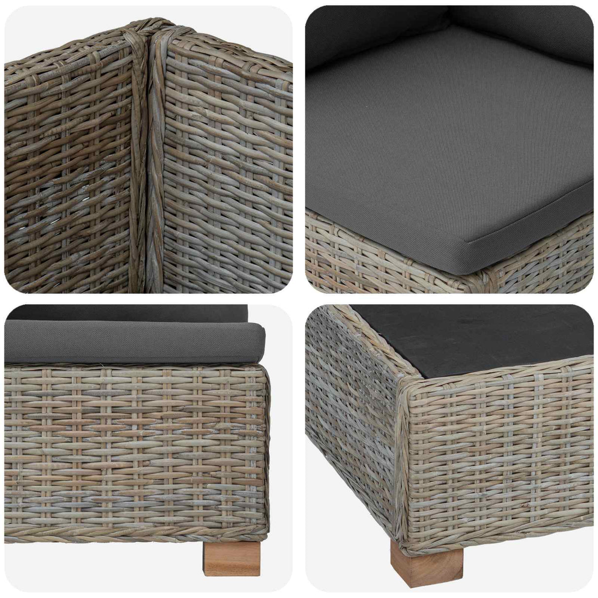 vidaXL 6 st Rieten Loungeset met Kussens GENDT Natuurlijk Riet Naturel