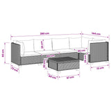 vidaXL 6 st Rieten Loungeset met Kussens GENDT Natuurlijk Riet Naturel