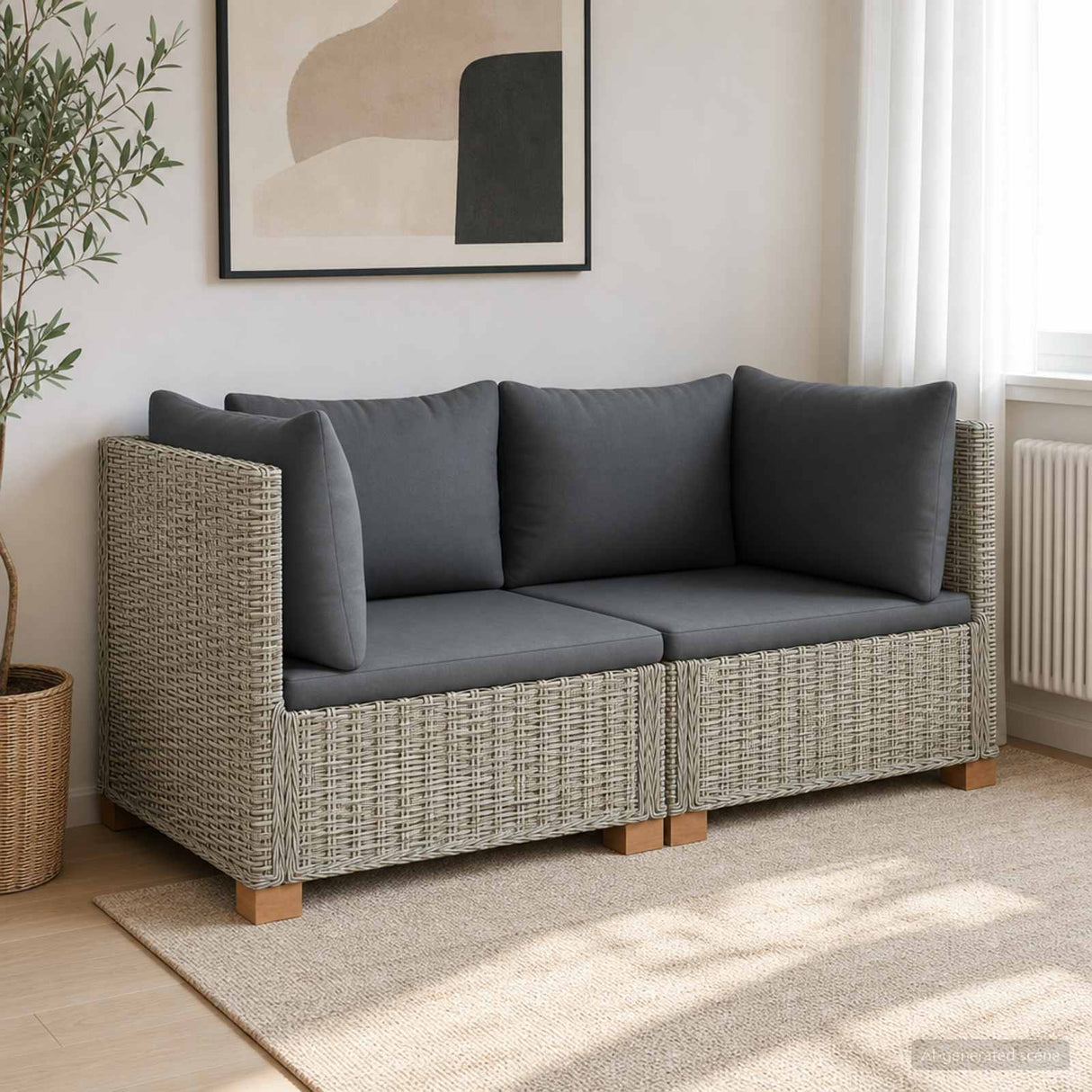 vidaXL 2 st Rieten Loungeset met Kussens GENDT Natuurlijk Riet Naturel