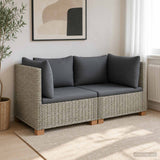 vidaXL 2 st Rieten Loungeset met Kussens GENDT Natuurlijk Riet Naturel