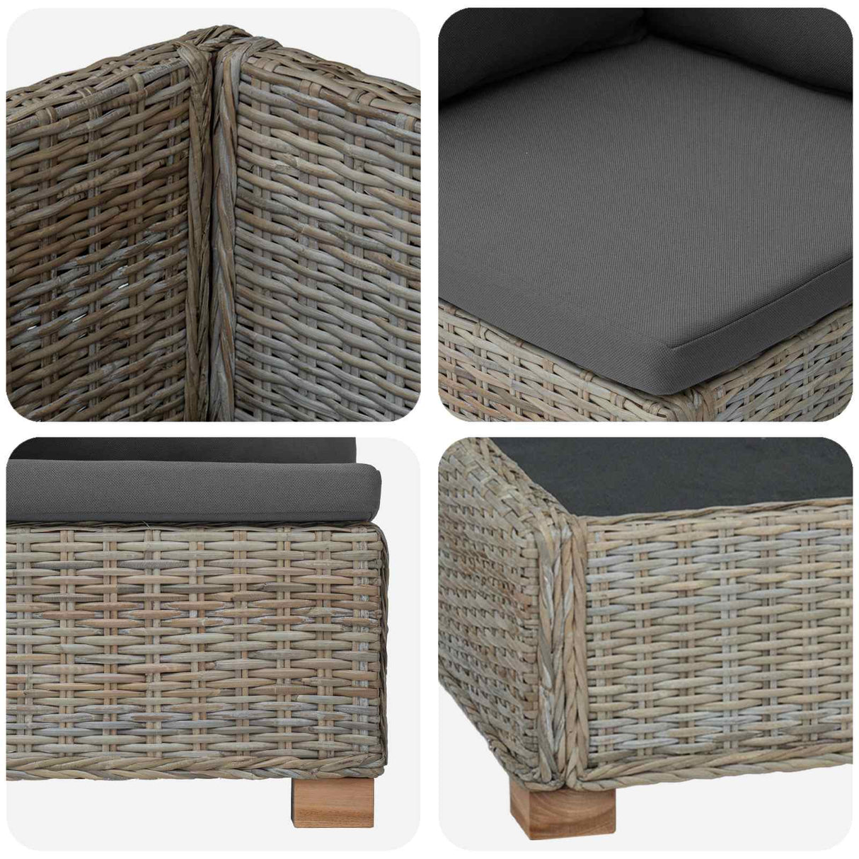 vidaXL 2 st Rieten Loungeset met Kussens GENDT Natuurlijk Riet Naturel