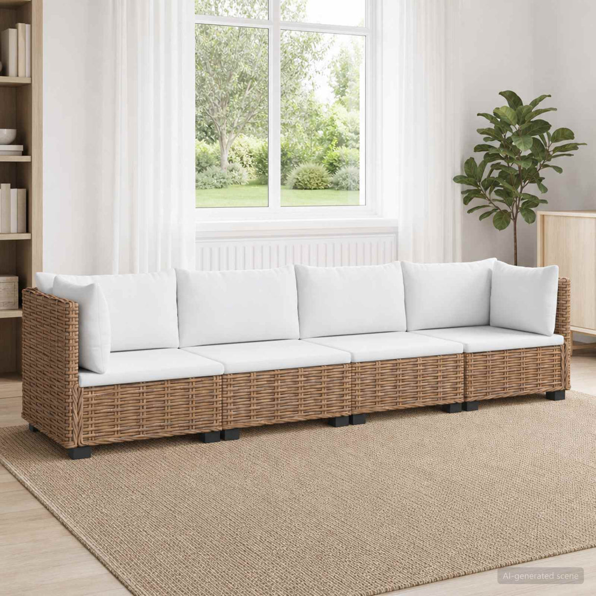 vidaXL 4 st Rieten Lounge Set met Kussens GENDT Natuurlijk Riet