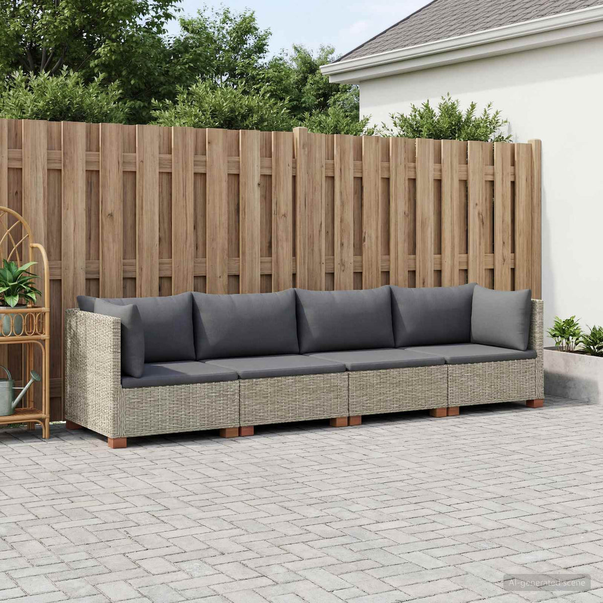 vidaXL 4 st Rieten Lounge Set met Kussens GENDT Natuurlijk Riet