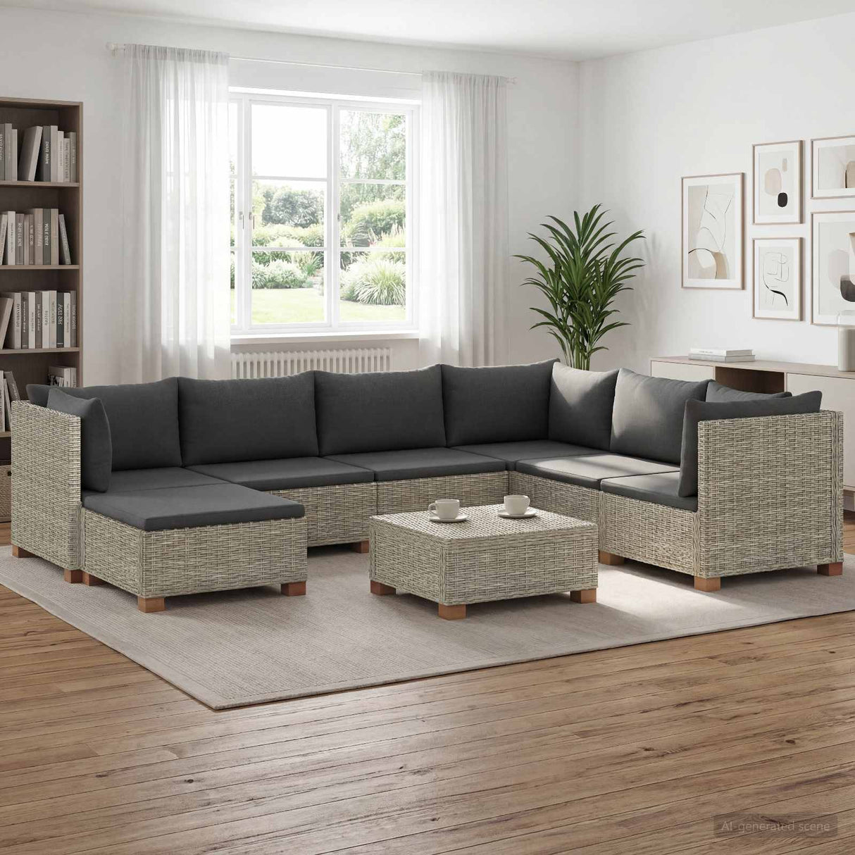 vidaXL 8 st Rieten Loungeset met Kussens GENDT Natuurlijk Riet Naturel