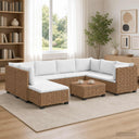 vidaXL 9 st Rieten Loungeset met Kussens GENDT Natuurlijk Riet Naturel