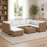 vidaXL 9 st Rieten Loungeset met Kussens GENDT Natuurlijk Riet Naturel