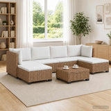 vidaXL 7 st Rieten Loungeset met Kussens GENDT Natuurlijk Riet Naturel