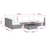 vidaXL 7 st Rieten Loungeset met Kussens GENDT Natuurlijk Riet Naturel