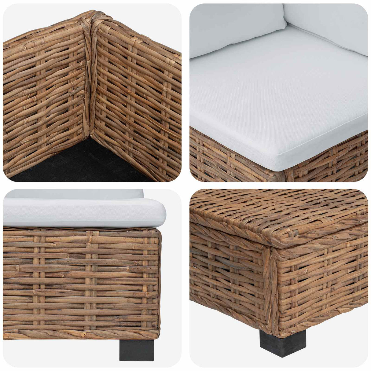 vidaXL 6 st Rieten Loungeset met Kussens GENDT Natuurlijk Riet Naturel