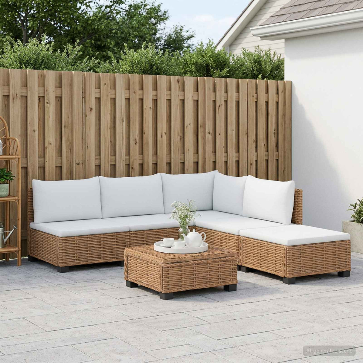 vidaXL 6 st Rieten Loungeset met Kussens GENDT Natuurlijk Riet Naturel