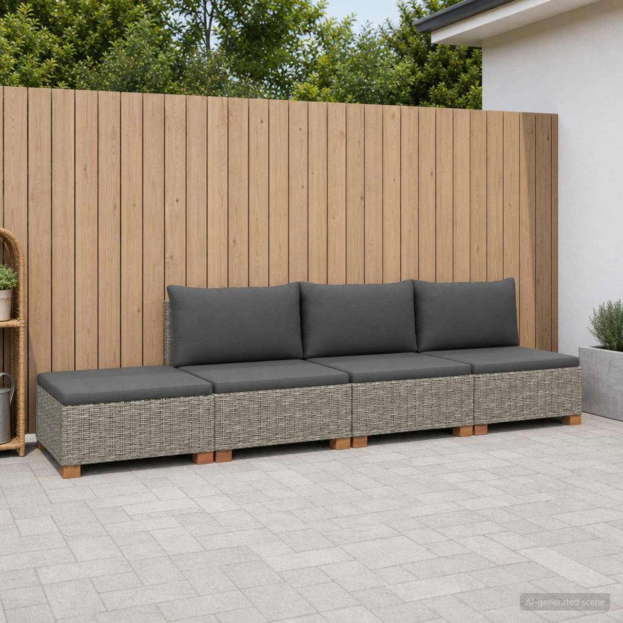 vidaXL 4 st Rieten Loungeset met Kussens GENDT Natuurlijk Riet Naturel
