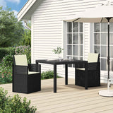 vidaXL Tuin Eettafel Set met kussen 3 pcs Bruin en crèmekleurig PP