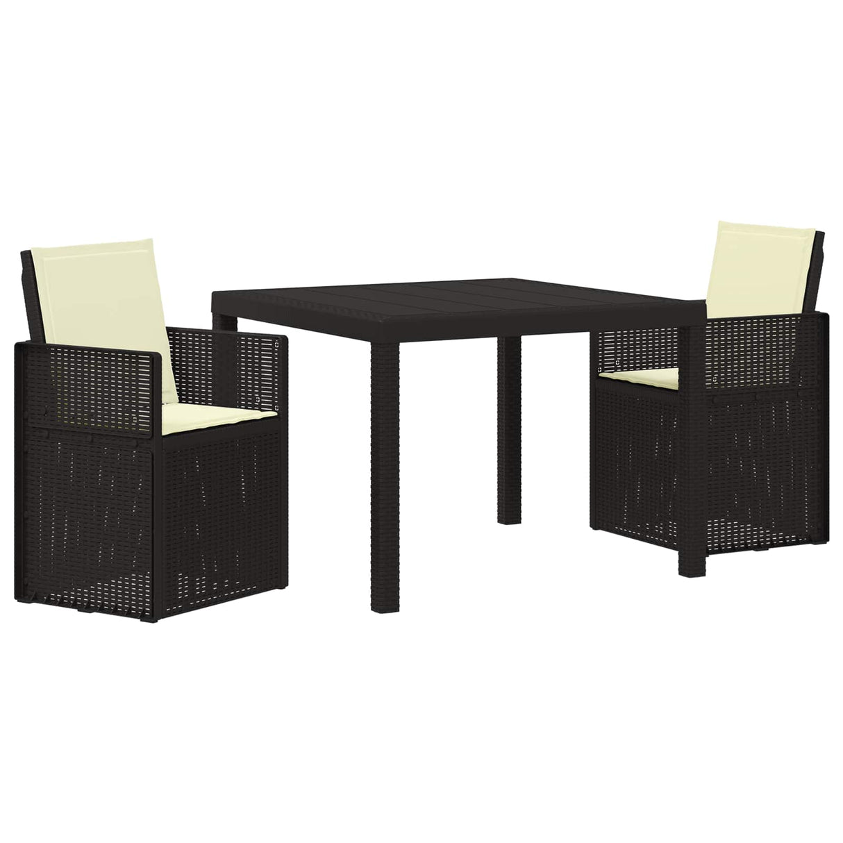 vidaXL Tuin Eettafel Set met kussen 3 pcs Bruin en crèmekleurig PP
