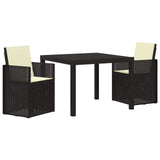 vidaXL Tuin Eettafel Set met kussen 3 pcs Bruin en crèmekleurig PP