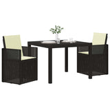 vidaXL Tuin Eettafel Set met kussen 3 pcs Bruin en crèmekleurig PP