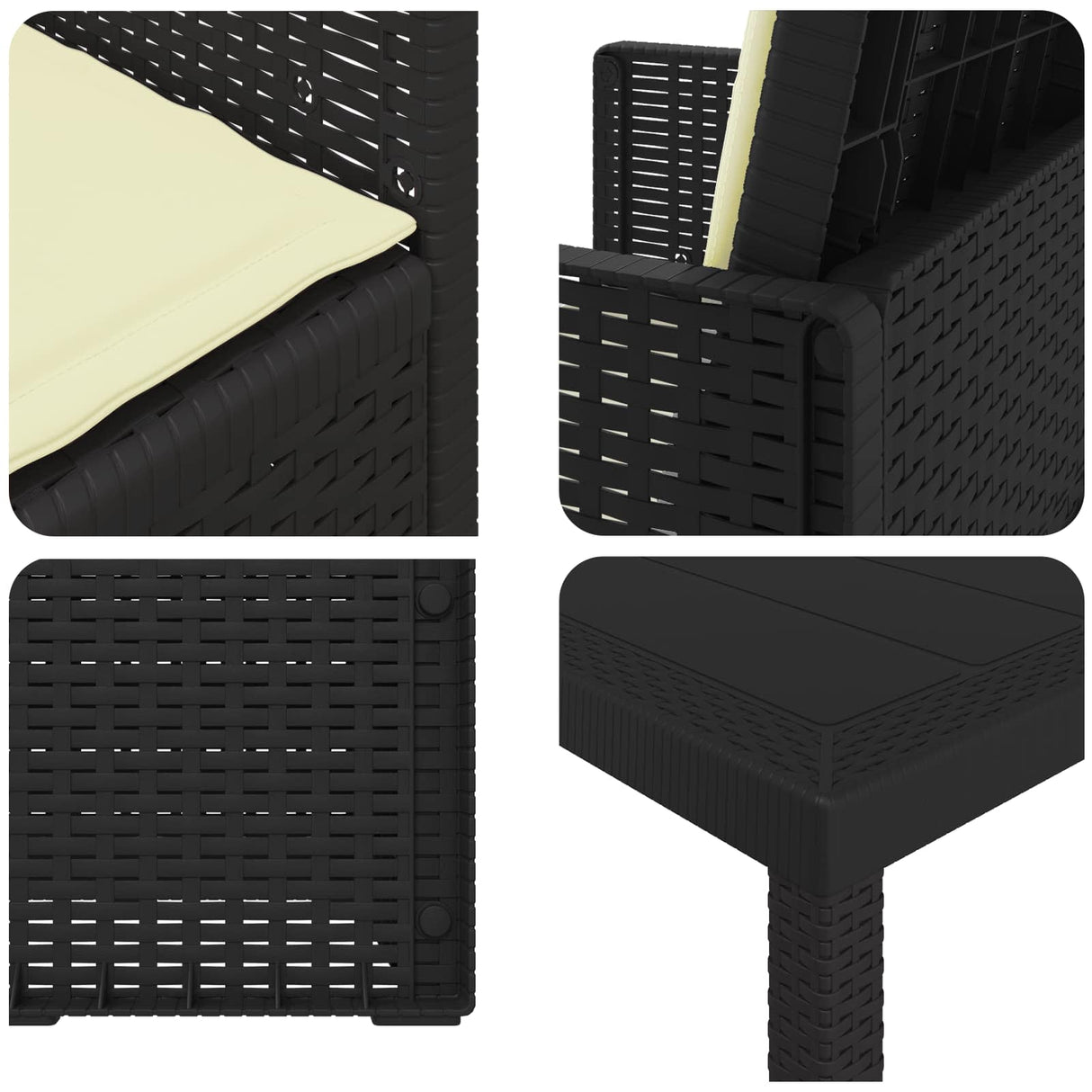 vidaXL Tuin Eettafel Set met kussen 3 pcs Bruin en crèmekleurig PP
