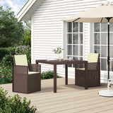 vidaXL Tuin Eettafel Set met kussen 3 pcs Bruin en crèmekleurig PP