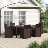 vidaXL Tuin Eettafel Set met kussen 3 pcs Bruin en crèmekleurig PP