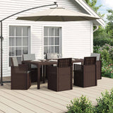 vidaXL Tuin Eettafel Set met kussen 3 pcs Bruin en crèmekleurig PP