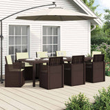vidaXL Tuin Eettafel Set met kussen 3 pcs Bruin en crèmekleurig PP