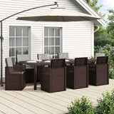 vidaXL Tuin Eettafel Set met kussen 3 pcs Bruin en crèmekleurig PP
