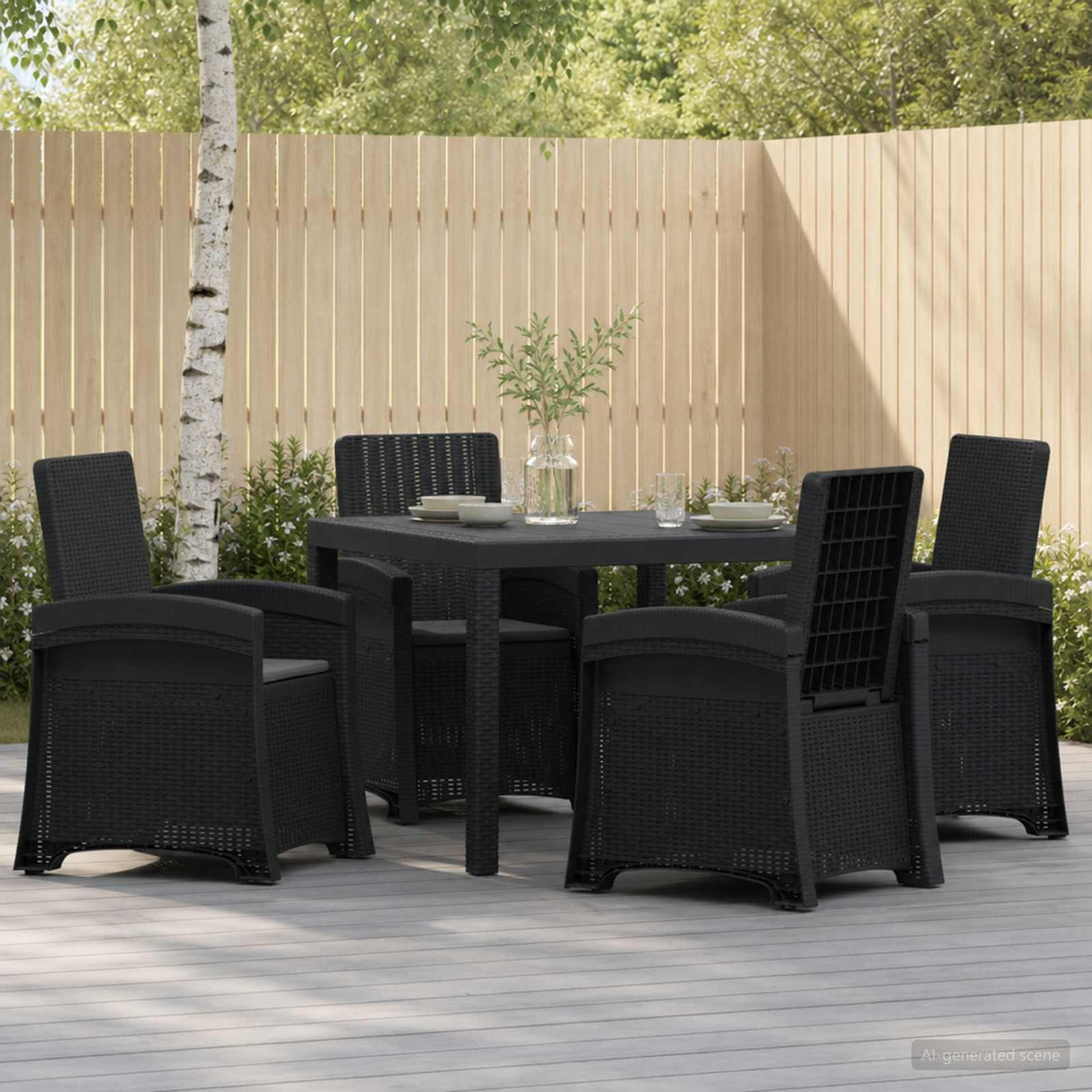 vidaXL Garden Dining Set 5 pcs Anthracite and Cream PP