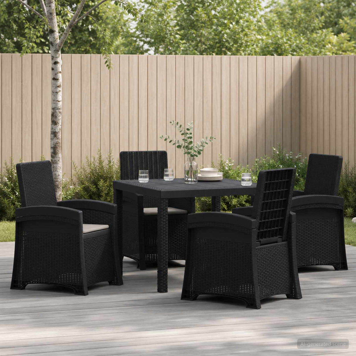 vidaXL Garden Dining Set 5 pcs Anthracite and Cream PP