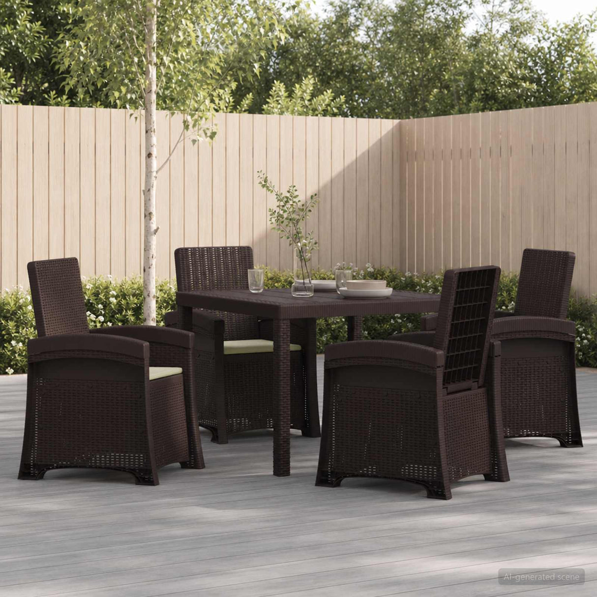 vidaXL Garden Dining Set 5 pcs Anthracite and Cream PP