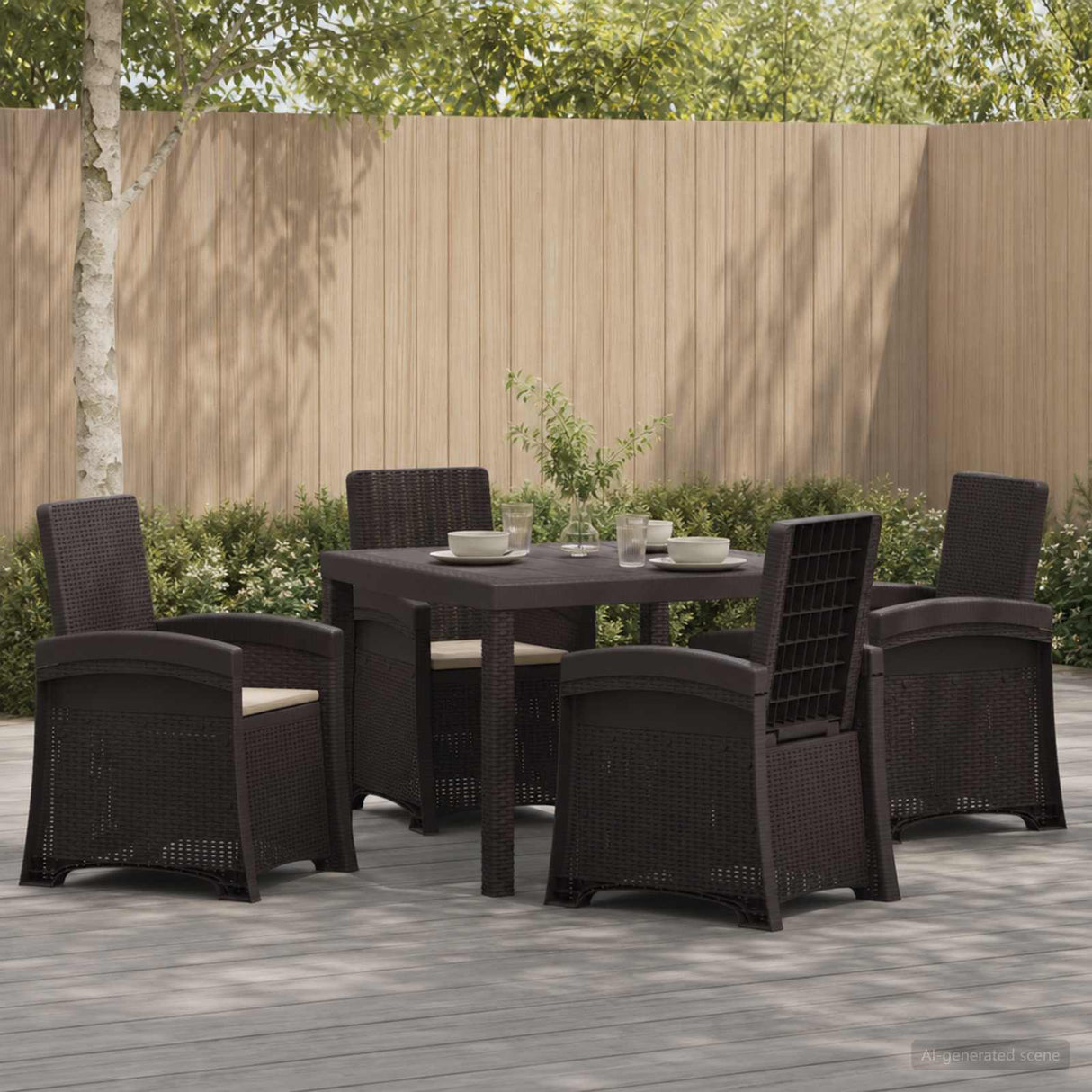vidaXL Garden Dining Set 5 pcs Anthracite and Cream PP