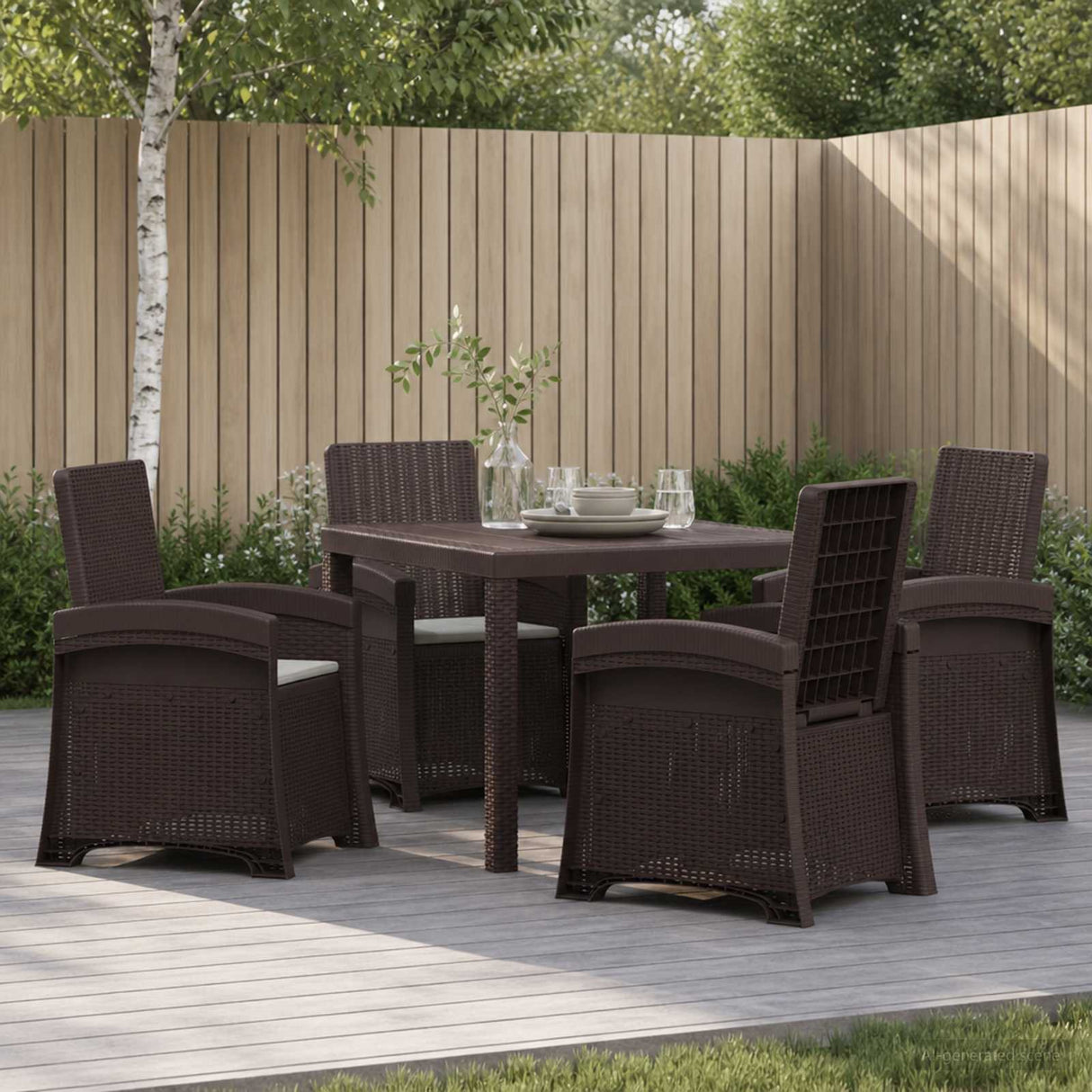 vidaXL Garden Dining Set 5 pcs Anthracite and Cream PP