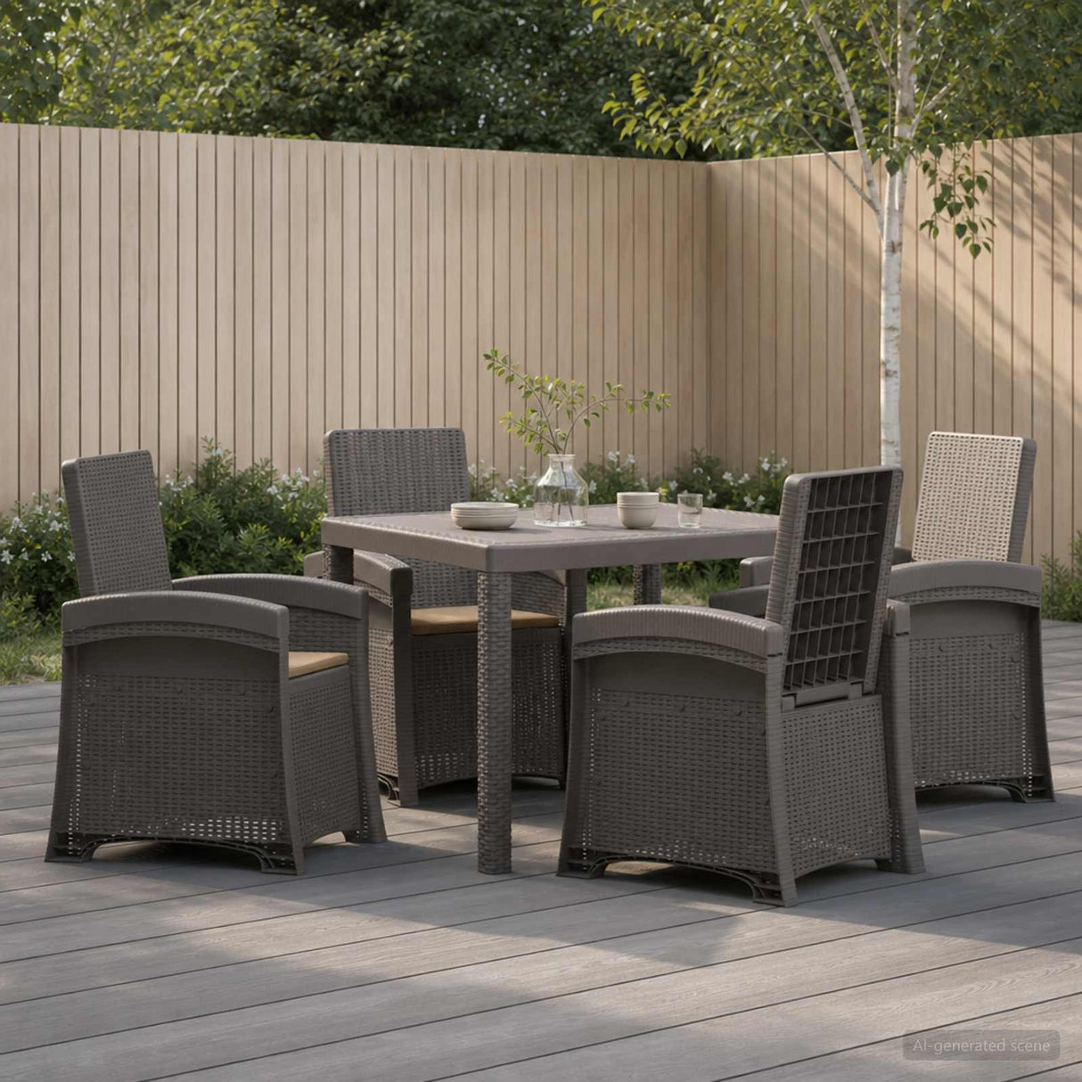 vidaXL Garden Dining Set 5 pcs Anthracite and Cream PP