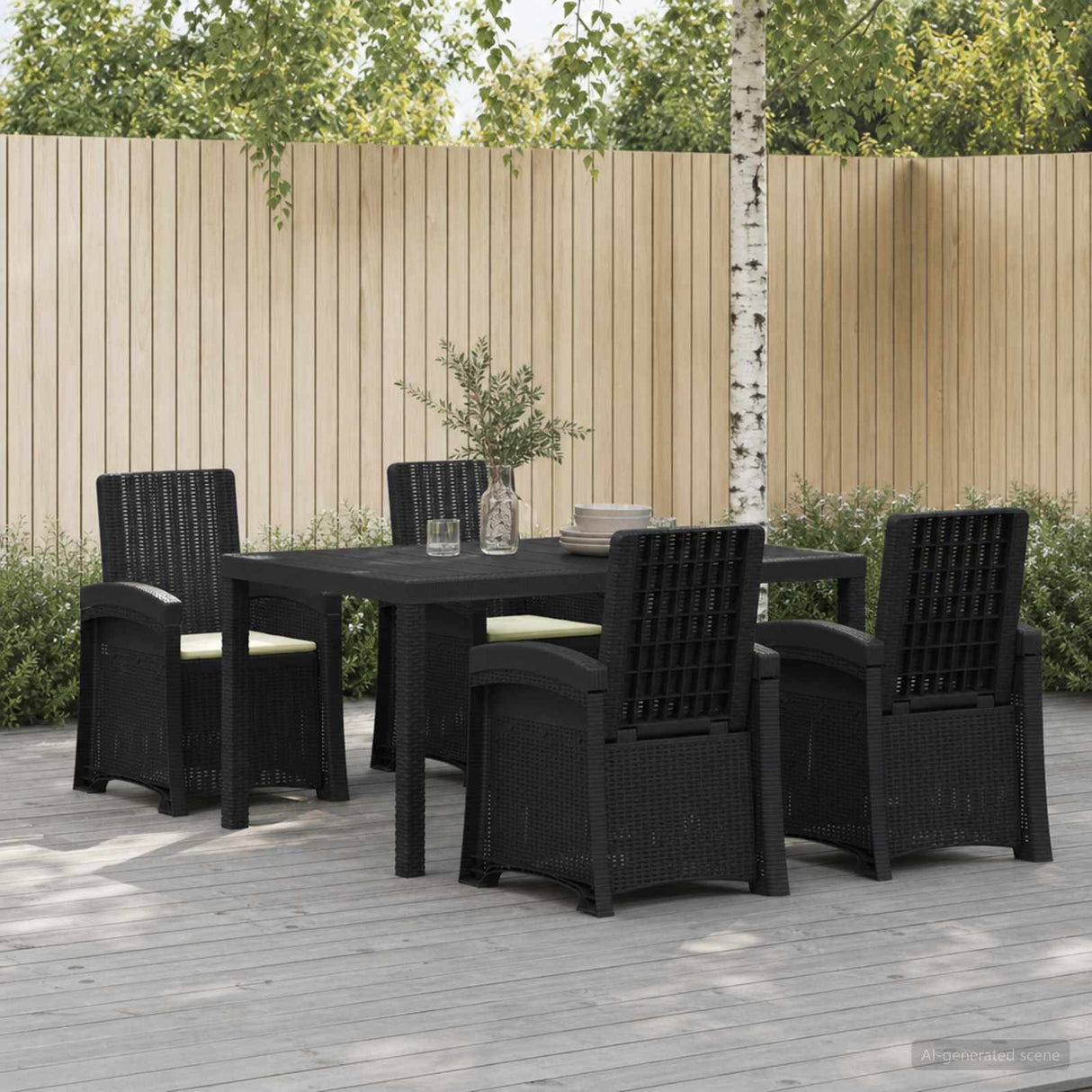 vidaXL Garden Dining Set 5 pcs Anthracite and Cream PP