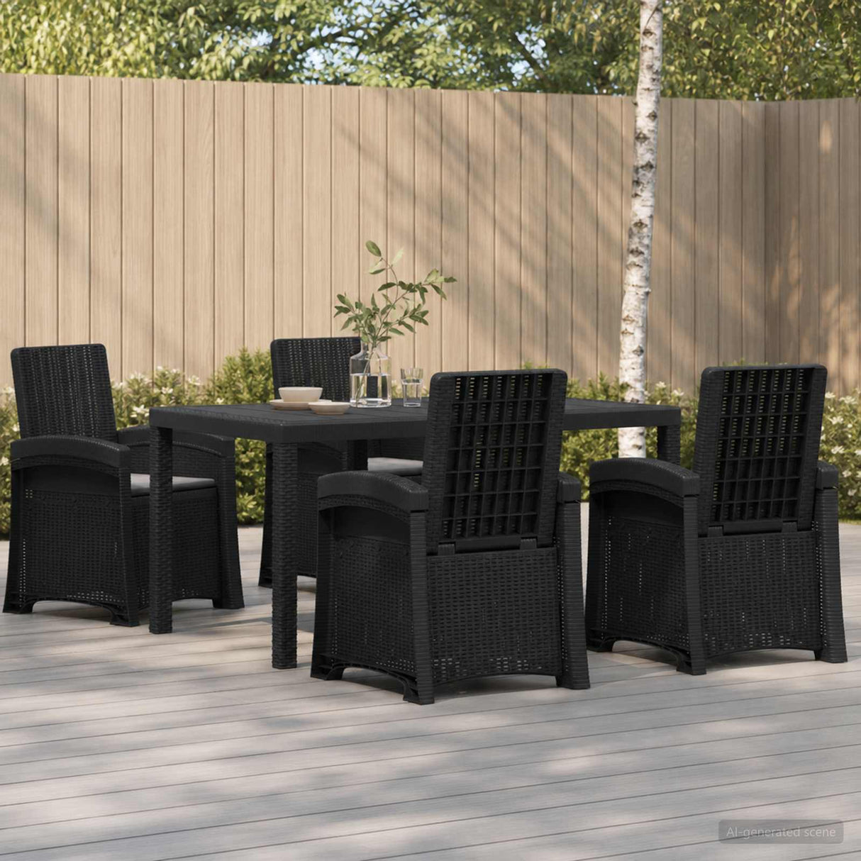 vidaXL Garden Dining Set 5 pcs Anthracite and Cream PP