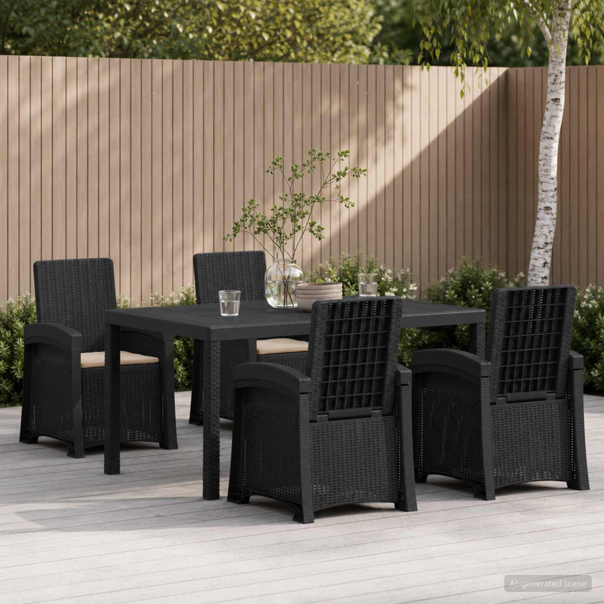vidaXL Garden Dining Set 5 pcs Anthracite and Cream PP