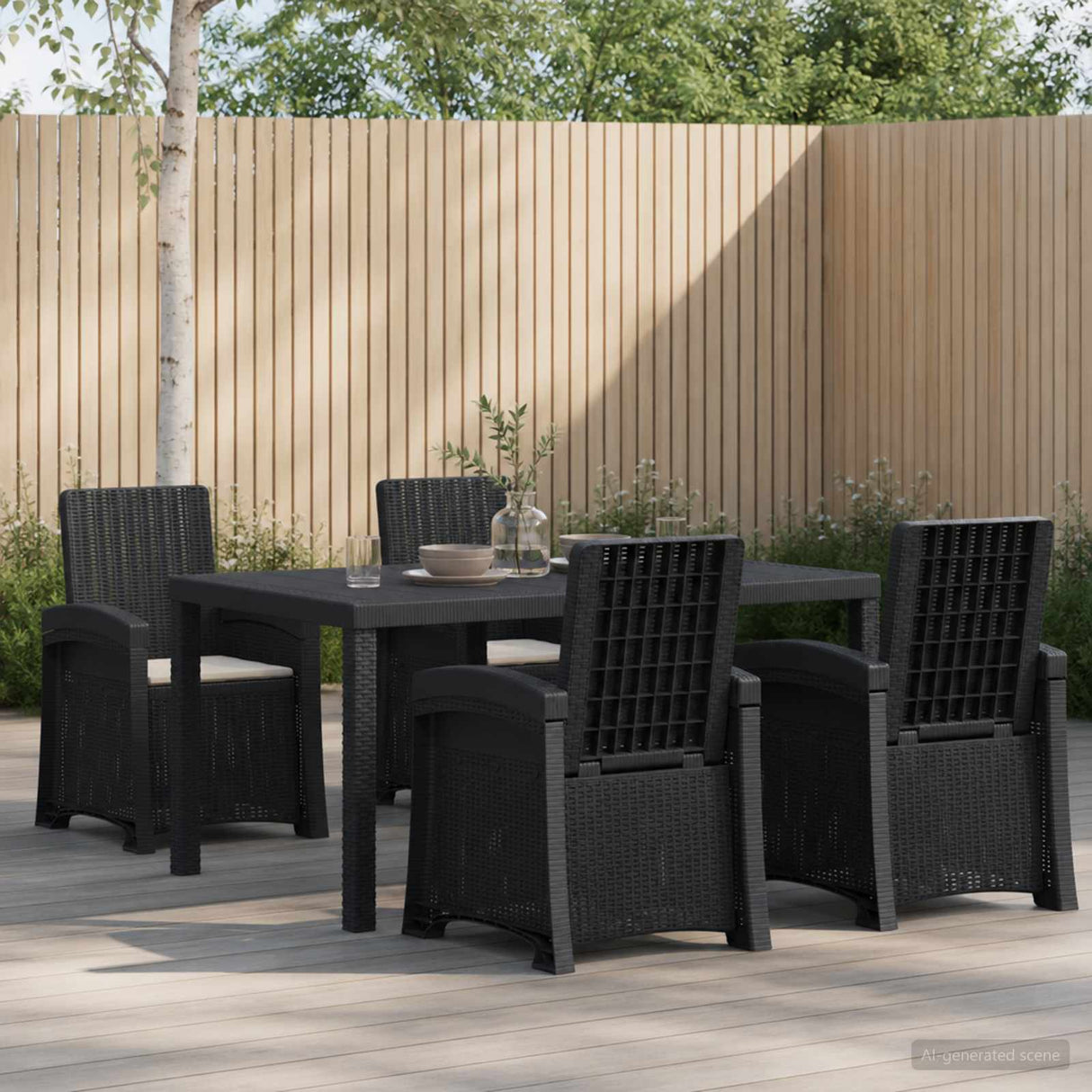 vidaXL Garden Dining Set 5 pcs Anthracite and Cream PP
