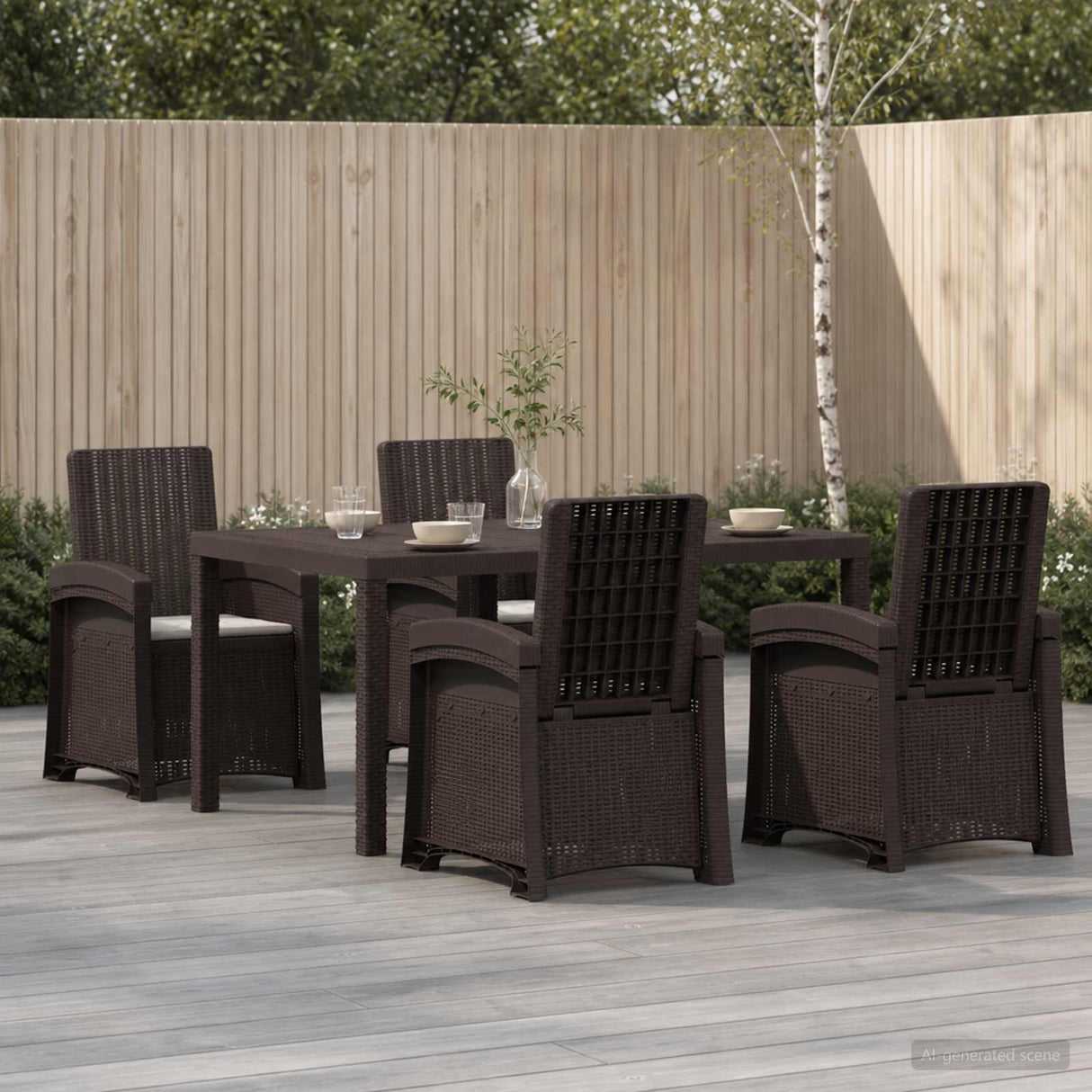 vidaXL Garden Dining Set 5 pcs Anthracite and Cream PP